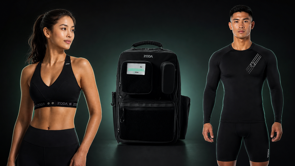 ZODA performance bra, Mission Athlete Bag and compression apparel